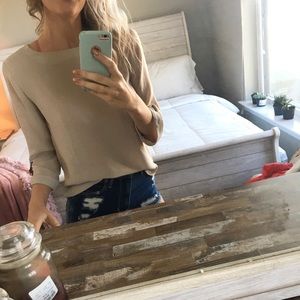 Forever 21 Neutral Basic 3/4 Sleeve Blouse